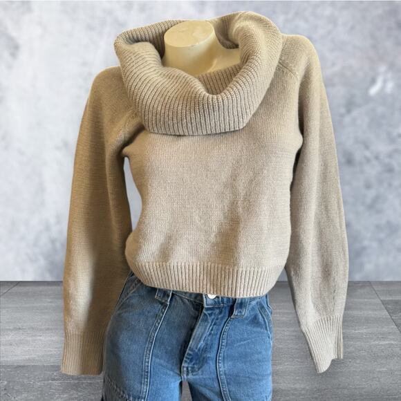 Splendid Cable-knit Off The Shoulder Cropped Sweater - Picture 1 of 7
